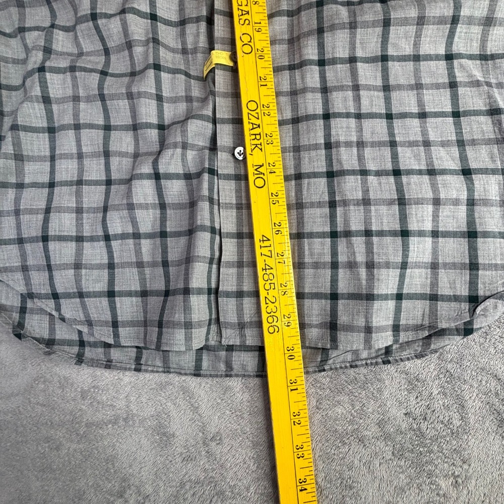 Peter Millar Shirt Mens Large Grey Green Plaid Winter Soft Twill L button up - Picture 6 of 12